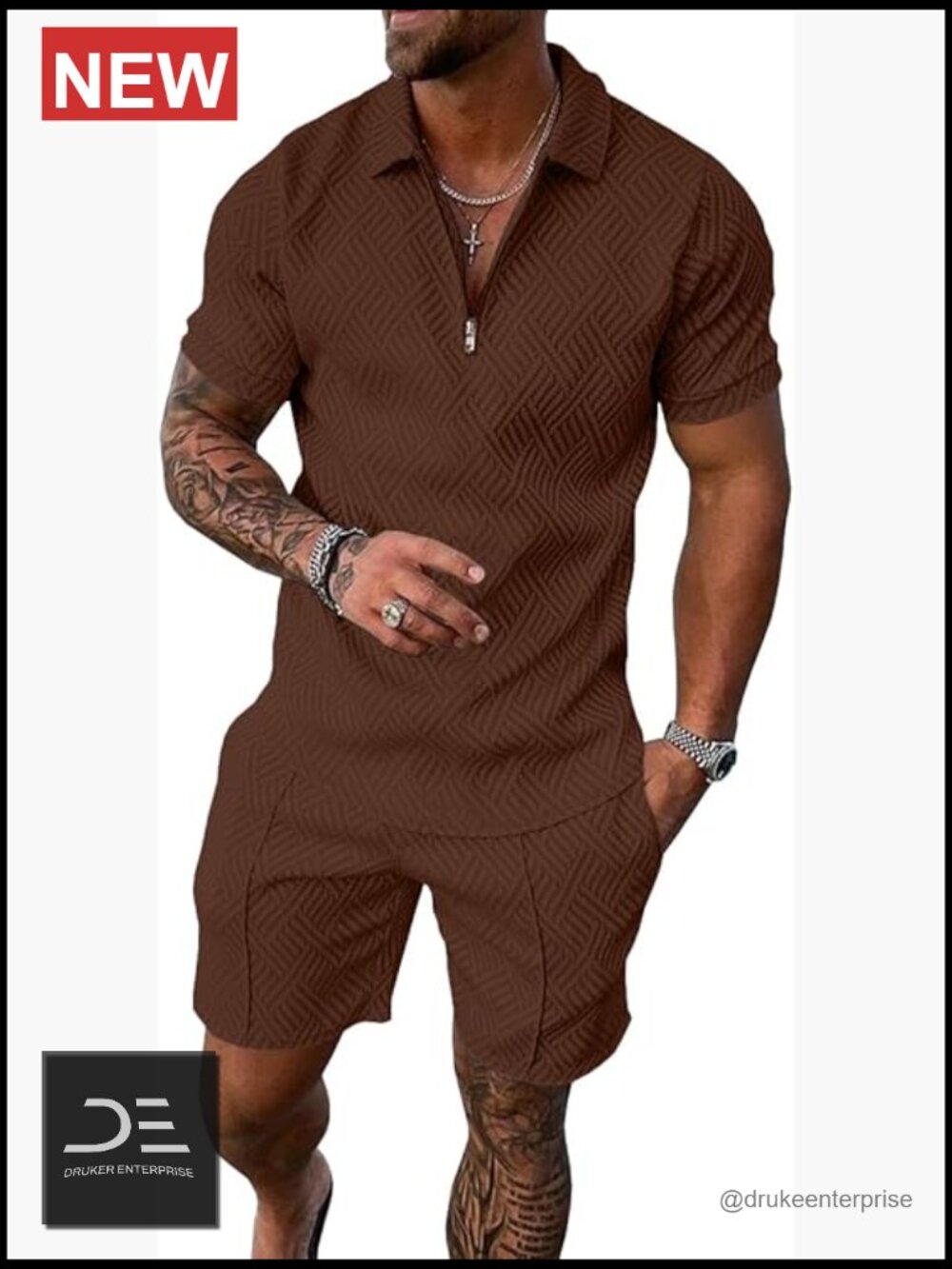 2 Piece Track Suit Short Sleeve Polo Shirt Shorts Set Loungewear